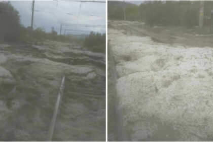 foto circulatia trenurilor intre brasov si sighisoara este blocata dupa ce a plouat abundent cu grindina 665dedeb35093